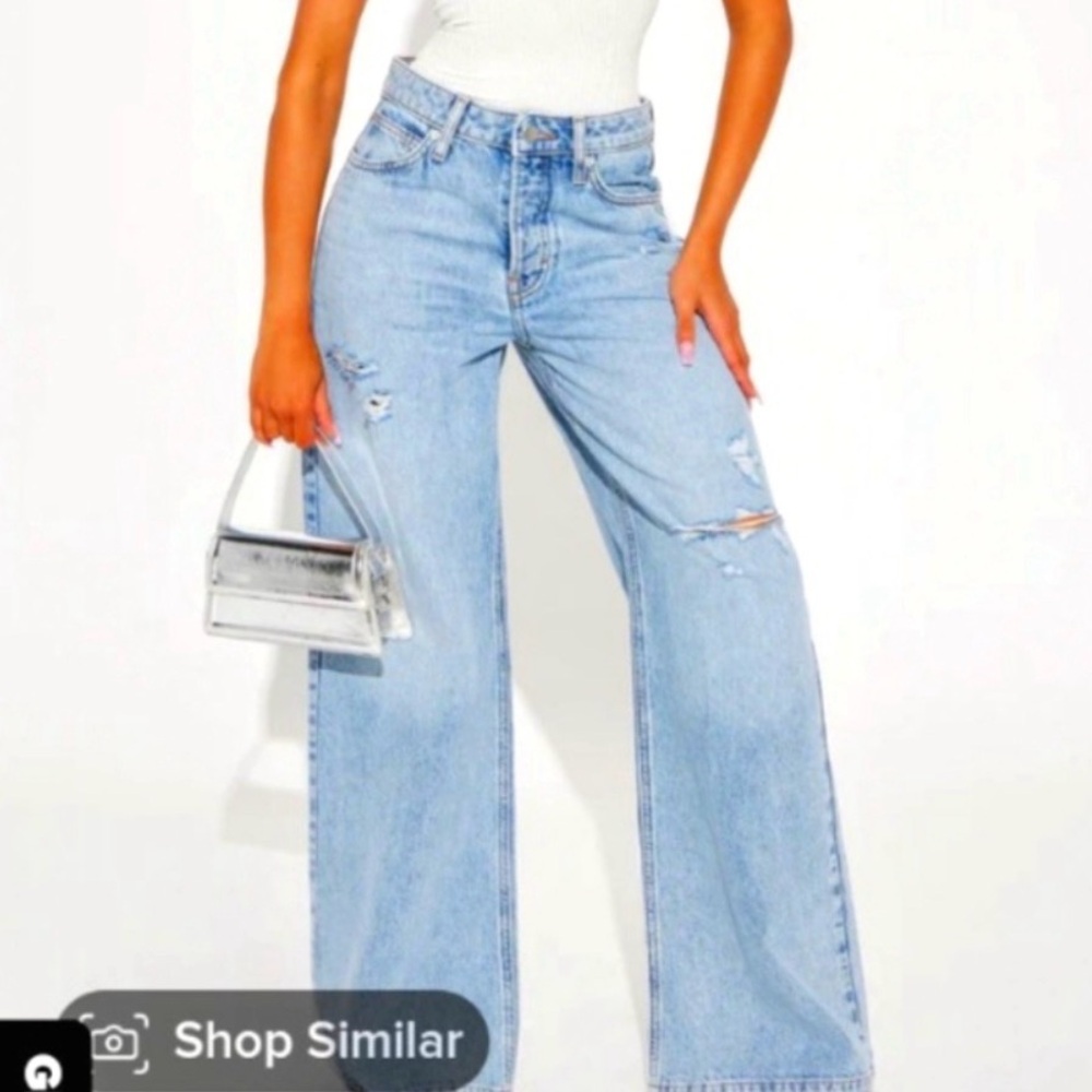 Fashion nova good advice wide leg jeans size 11